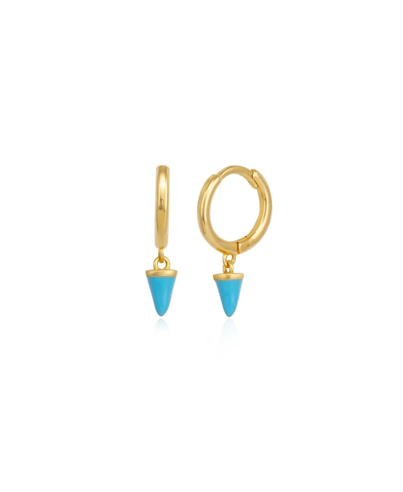 Spero London Turquoise Spike Pave Hoop Drop Earring