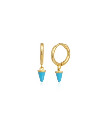 Spero London Turquoise Spike Pave Hoop Drop Earring