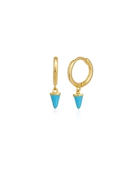 Spero London Turquoise Spike Pave Hoop Drop Earring
