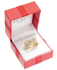 Effy Diamond Round & Baguette Crossover Statement Ring White Gold (3/4 ct. t.w.) (Also available 14k Gold)