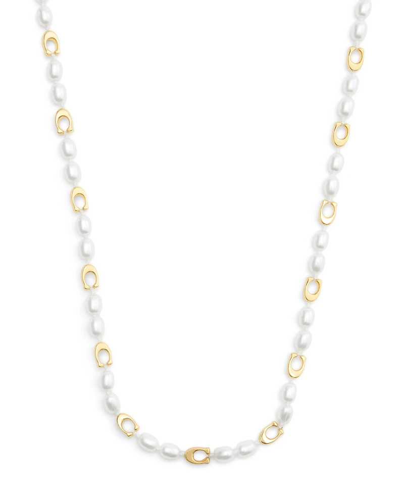 Coach Faux Cultivated Pearl Signature Heritage Collar Necklace