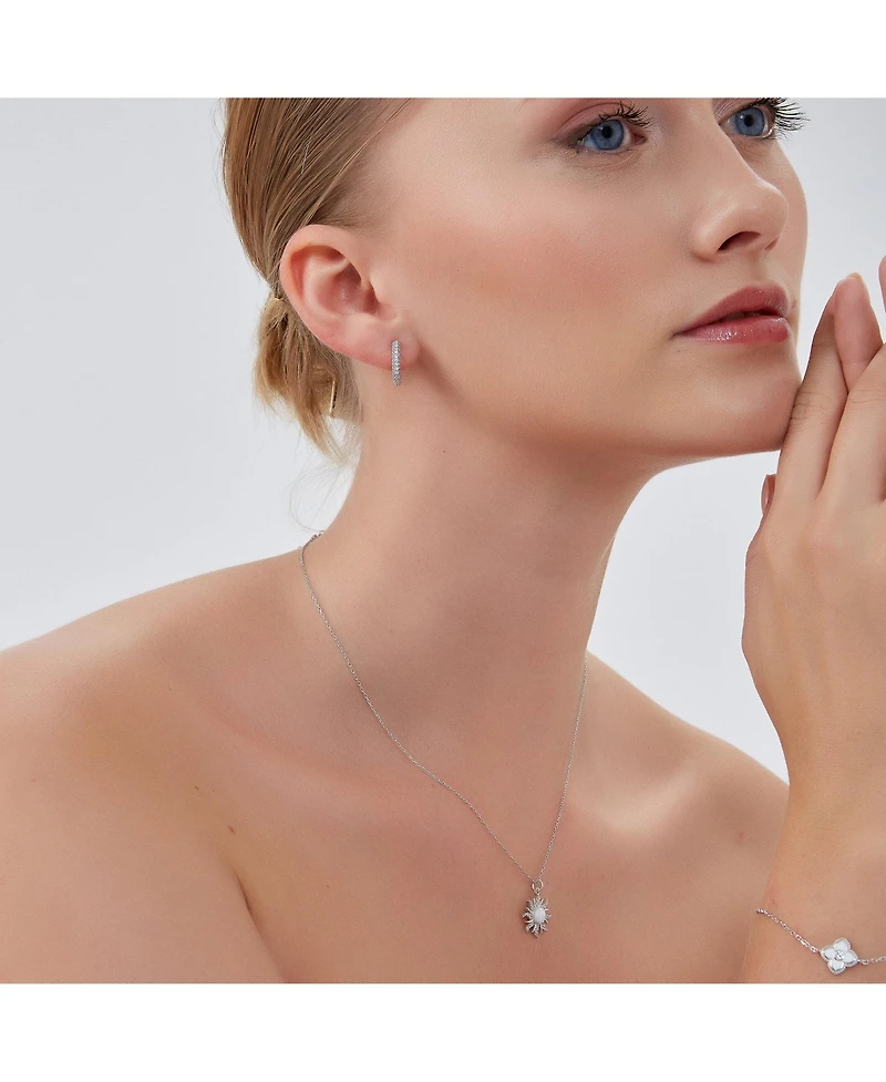 Spero London White Opal Sun & Sunburst Necklace in Sterling Silver