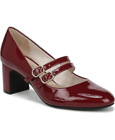 LifeStride Women's True Almond Toe Block Heel Mary Jane Pumps