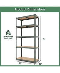 5-Tier Heavy Duty Metal Shelving Unit with 2000 Lbs Total Load Capacity