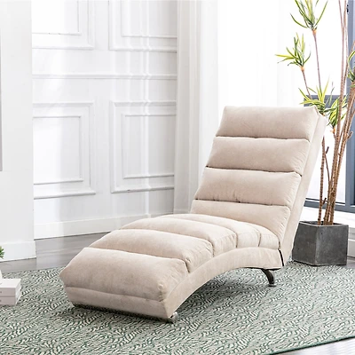 Streamdale Furniture Linen Chaise Lounge Indoor Chair, Modern Long Lounger For Office Or Living Room