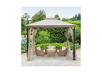 Rustproof Double Top Gazebo with Mosquito Curtains for Outdoor Enjoyment