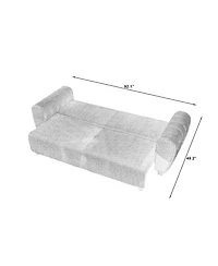 Streamdale Green Corduroy Convertible Sleeper Sofa with Storage
