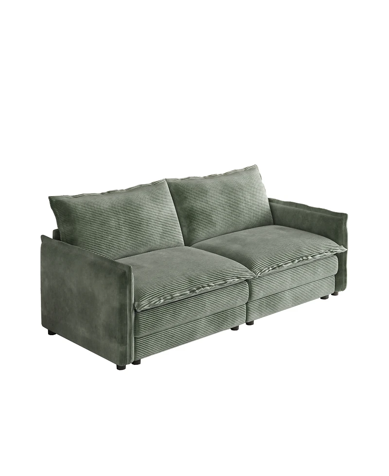 Corduroy Loveseat Sofa with Pillows
