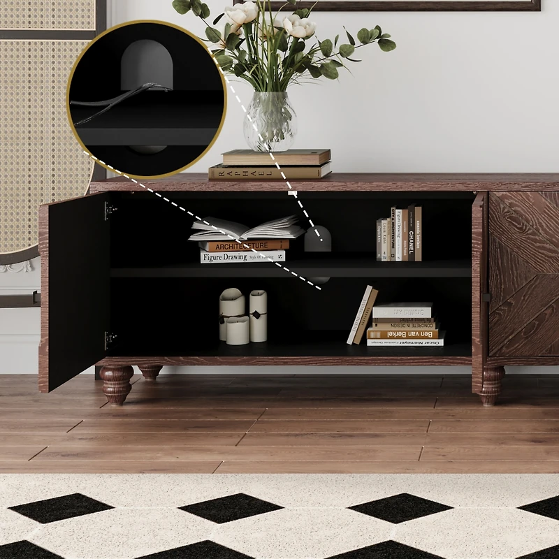 Streamdale Modern Tv Cabinet with Extendable Storage and Adjustable Shelves (70"-90")