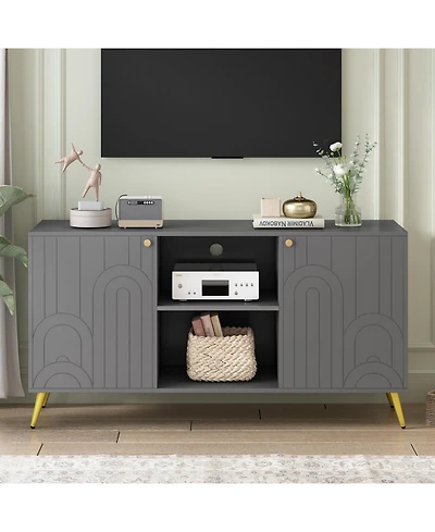 Streamdale Modern Tv Stand with Adjustable Shelf, Metal Legs