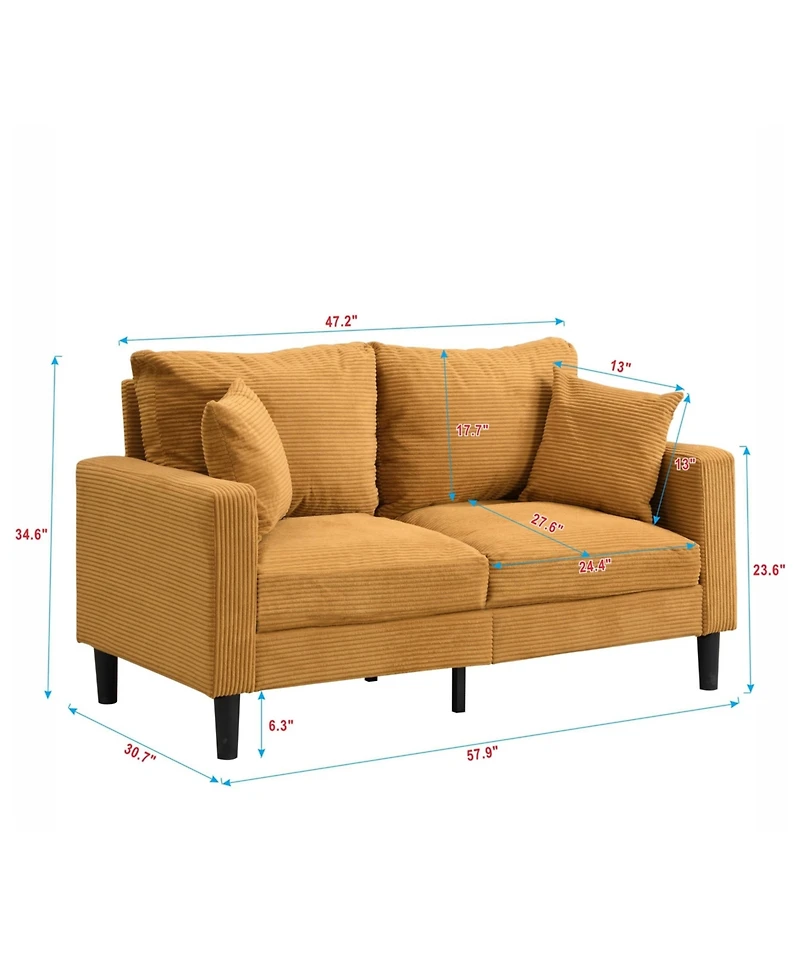 Streamdale Furniture 57" Modern 2-Seat Sofa - Orange