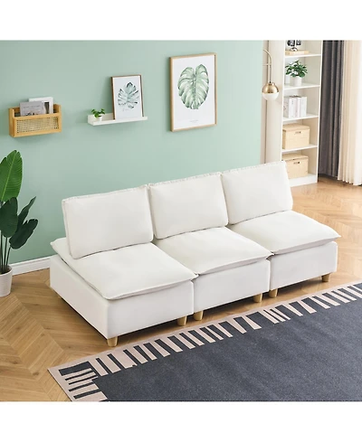 Streamdale Furniture Off-White Flannel 3-Seater Sofa: Modern Comfort in Living, Bedroom, Balcony