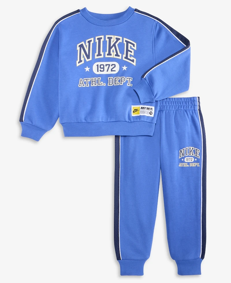 Nike Toddler and Little Boys 2-Piece Sportswear P.e. French Terry Crewneck Top Pant Set