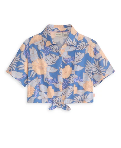 Scotch & Soda Big Girls Short Sleeve Front Button Up Shirt