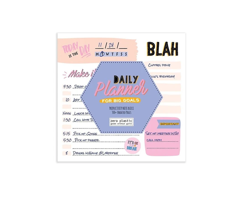 Undated Make it Happen Daily Note Block for Productivity and Lists Desktop