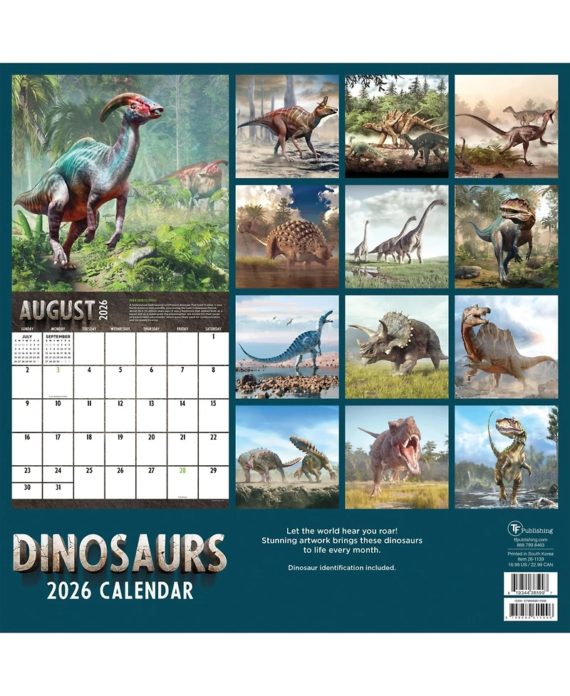 2026 Dinosaurs Wall Calendar