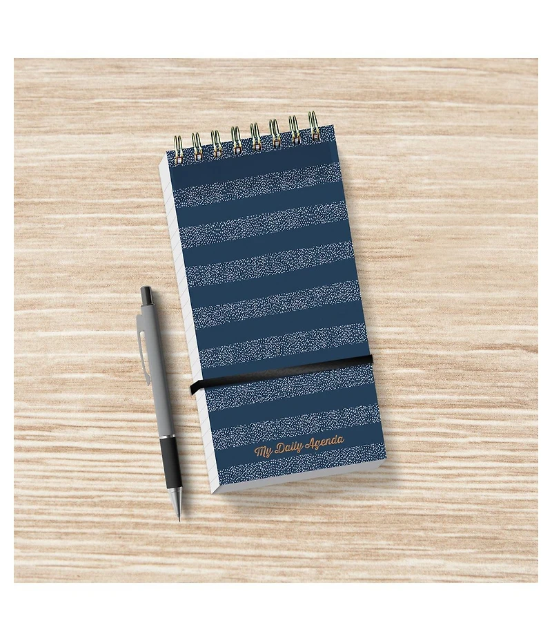 Blue Boho Stripe Undated Daily Agenda Notepad Planner