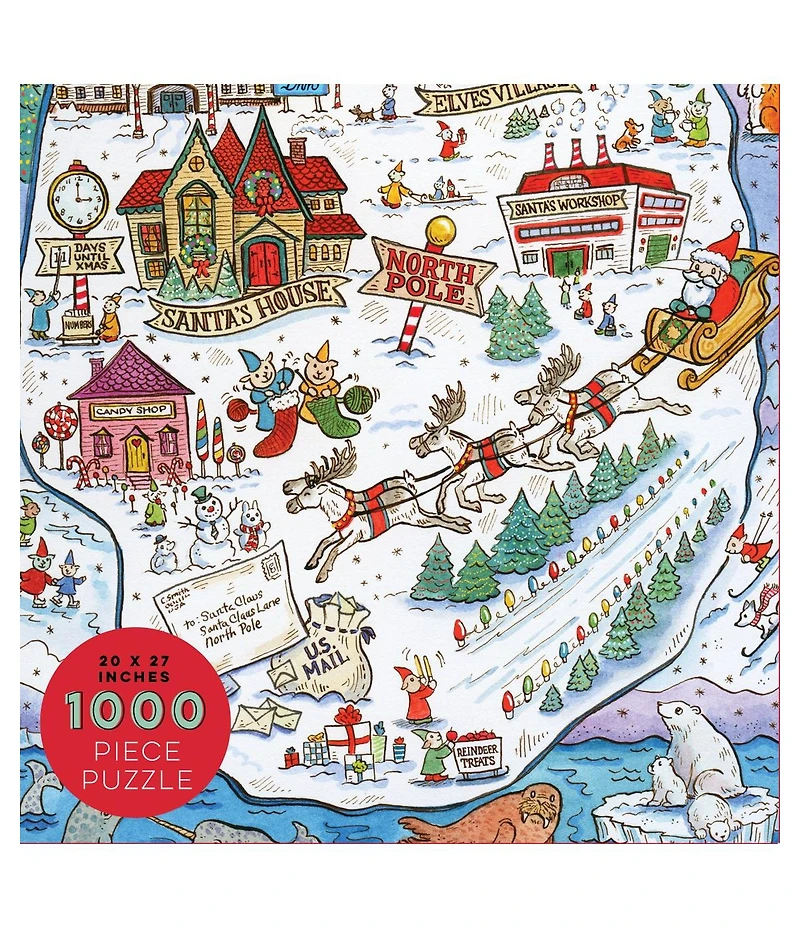 1000 Piece Greetings From The North Pole Map Christmas Jigsaw Puzzle