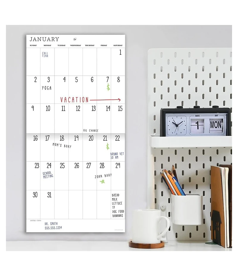 Undated 12" x 12" Dry Erase Vertical Wall Calendar