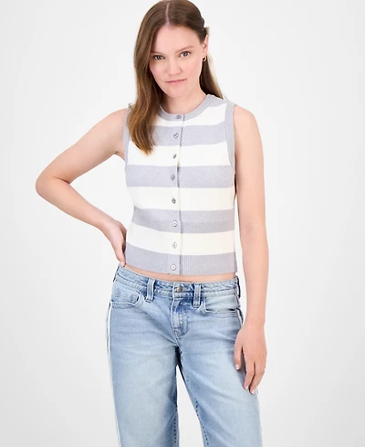 Ultra Flirt Juniors' Striped Crewneck Sweater Vest