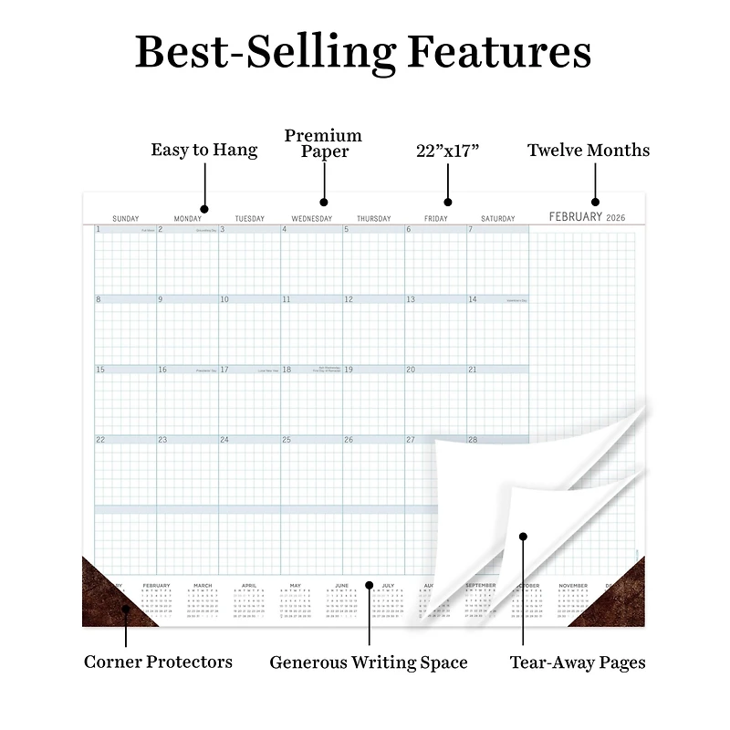 2026 Professional Large Desk Pad Monthly Blotter Calendar