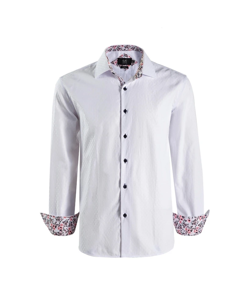 Elie Balleh Big Boys White Slim Fit Jacquard Dot Shirt