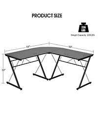 59 Inch L-Shaped Desk Corner Computer Desk with Round Corner