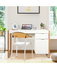 Modern Computer Desk Writing Workstation with Cabinet and Drawer
