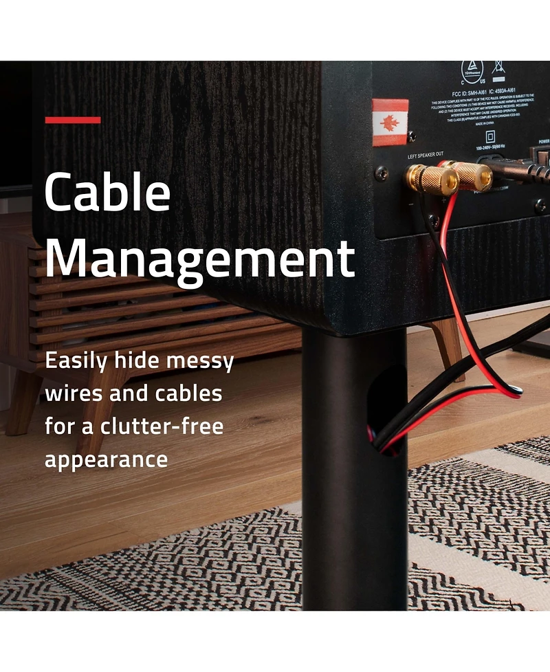 Fluance Floor Speaker Stands for Surround Sound and Bookshelf Speakers with Solid Construction, Adjustable Floor Spikes, Rubber Isolation Feet