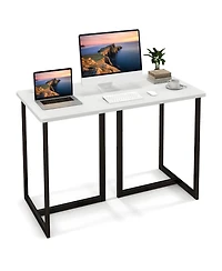Modern Computer Desk 47 Inch Writing Study Table with Metal Frame