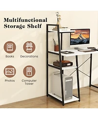 Computer Desk with Shelves and 3-Tier Storage Bookshelf