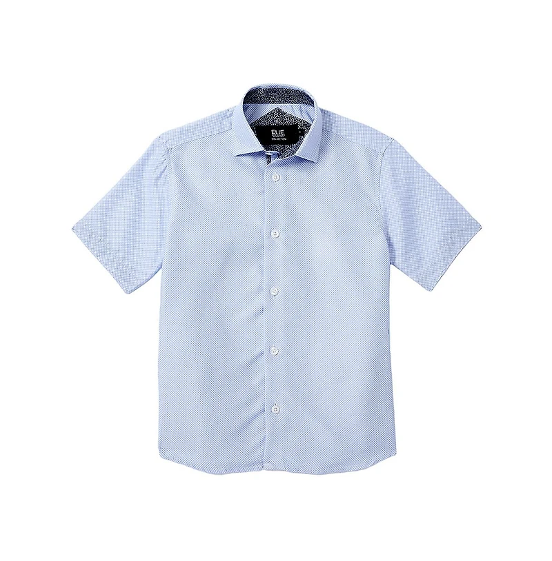 Elie Balleh Big Boys Blue Micro Houndstooth Button-Down Slim Fit Shirt