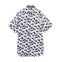 Elie Balleh Big Boys Blue Floral Button-Down Slim Fit Short Sleeve Shirt