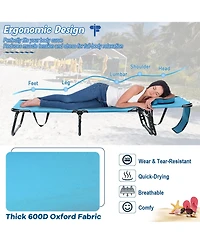 Gymax Folding Chaise Lounge Chair Bed Adjustable Patio Beach Camping Recliner