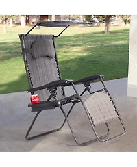 Gymax Folding Recliner Zero Gravity Lounge Chair W/ Shade Canopy Cup Holder