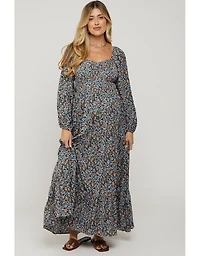 Pinkblush Maternity Navy Floral Long Sleeve Maxi Dress