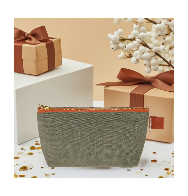 Brera Lino Walnut Small Linen Toiletry Bag