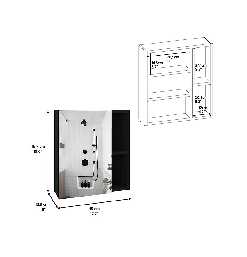 Depot E-shop Andes Medicine Single Door Cabinet With Mirror, Five Interior Shelves