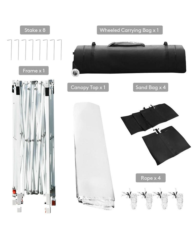 17 x 10 Feet Foldable Pop Up Canopy with Adjustable Dual Awnings