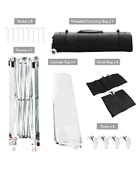 17 x 10 Feet Foldable Pop Up Canopy with Adjustable Dual Awnings