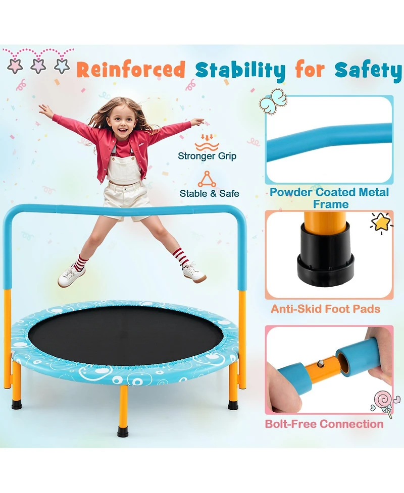 36 Inch Kids Trampoline Mini Rebounder with Full Covered Handrail