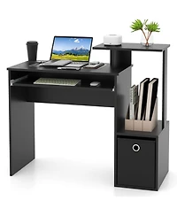 Space-saving Computer Desk with Pull-out Keyboard Tray