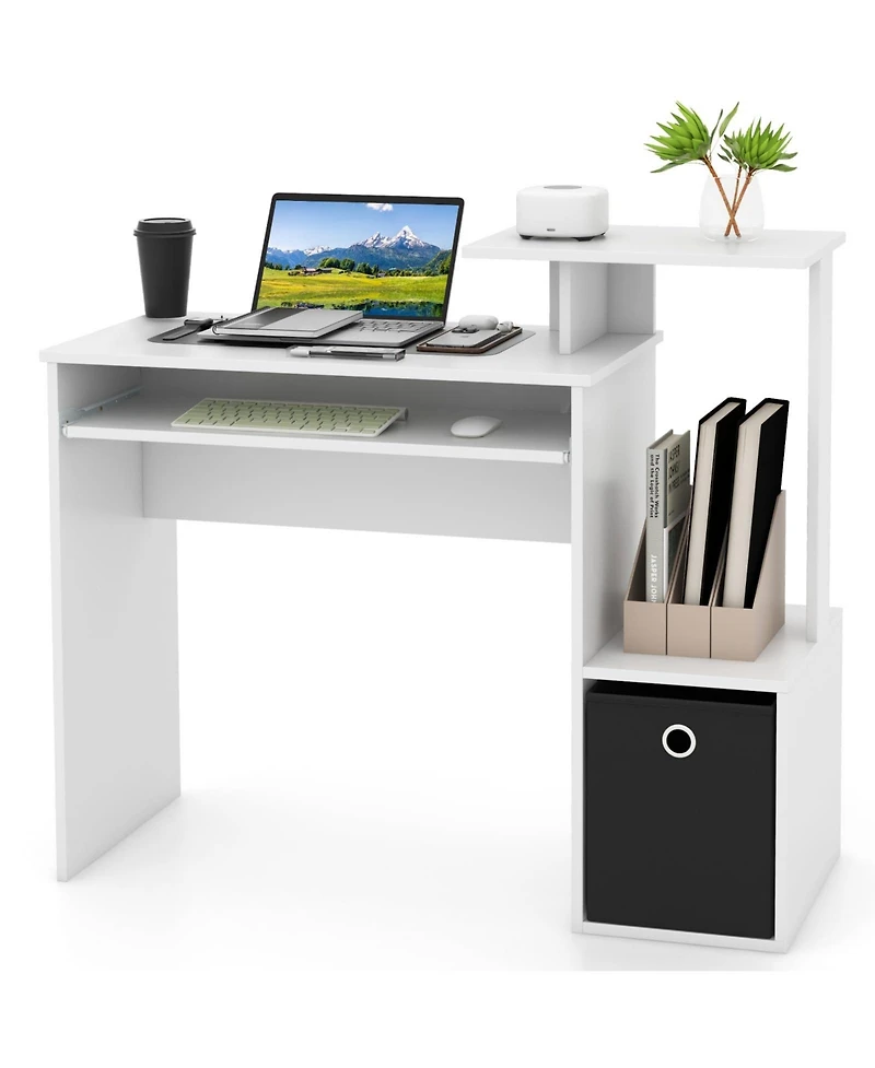 Space-saving Computer Desk with Pull-out Keyboard Tray