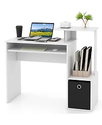 Space-saving Computer Desk with Pull-out Keyboard Tray