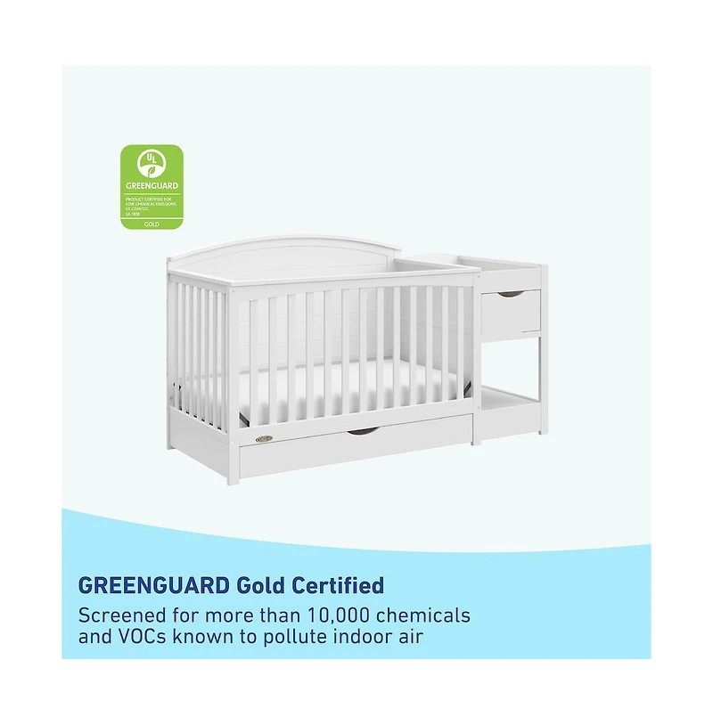 Graco Bellwood 5-in-1 Convertible Crib & Changer with Drawer (White)