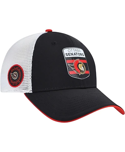 Fanatics Men's Black/White Ottawa Senators Authentic Pro Draft Podium Trucker Adjustable Hat
