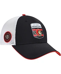 Fanatics Men's Black/White Ottawa Senators Authentic Pro Draft Podium Trucker Adjustable Hat