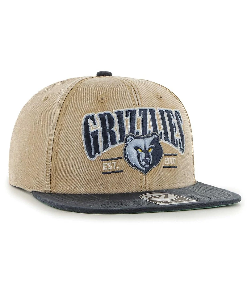 '47 Brand Men's Khaki/Navy Memphis Grizzlies Chilmark Captain Snapback Hat