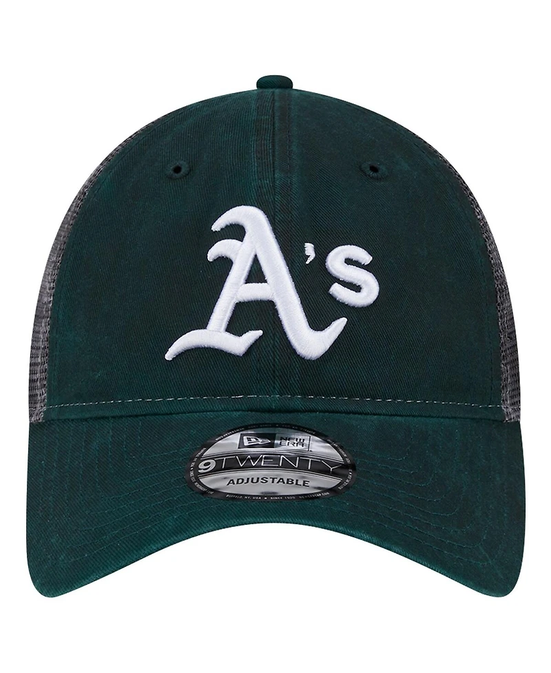 New Era Men's Green Athletics Team Slick Trucker 9TWENTY Adjustable Hat