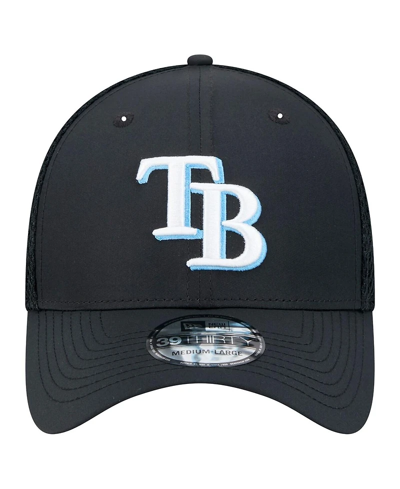 New Era Men's Black Tampa Bay Rays Team Tone 39THIRTY Flex Hat